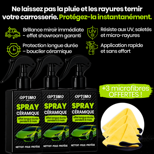 3 Sprays Céramiques Optimo PRO™ + 3 Microfibres OFFERTES !