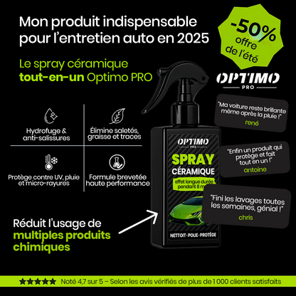 3 Sprays Céramiques Optimo PRO™ + 3 Microfibres OFFERTES !