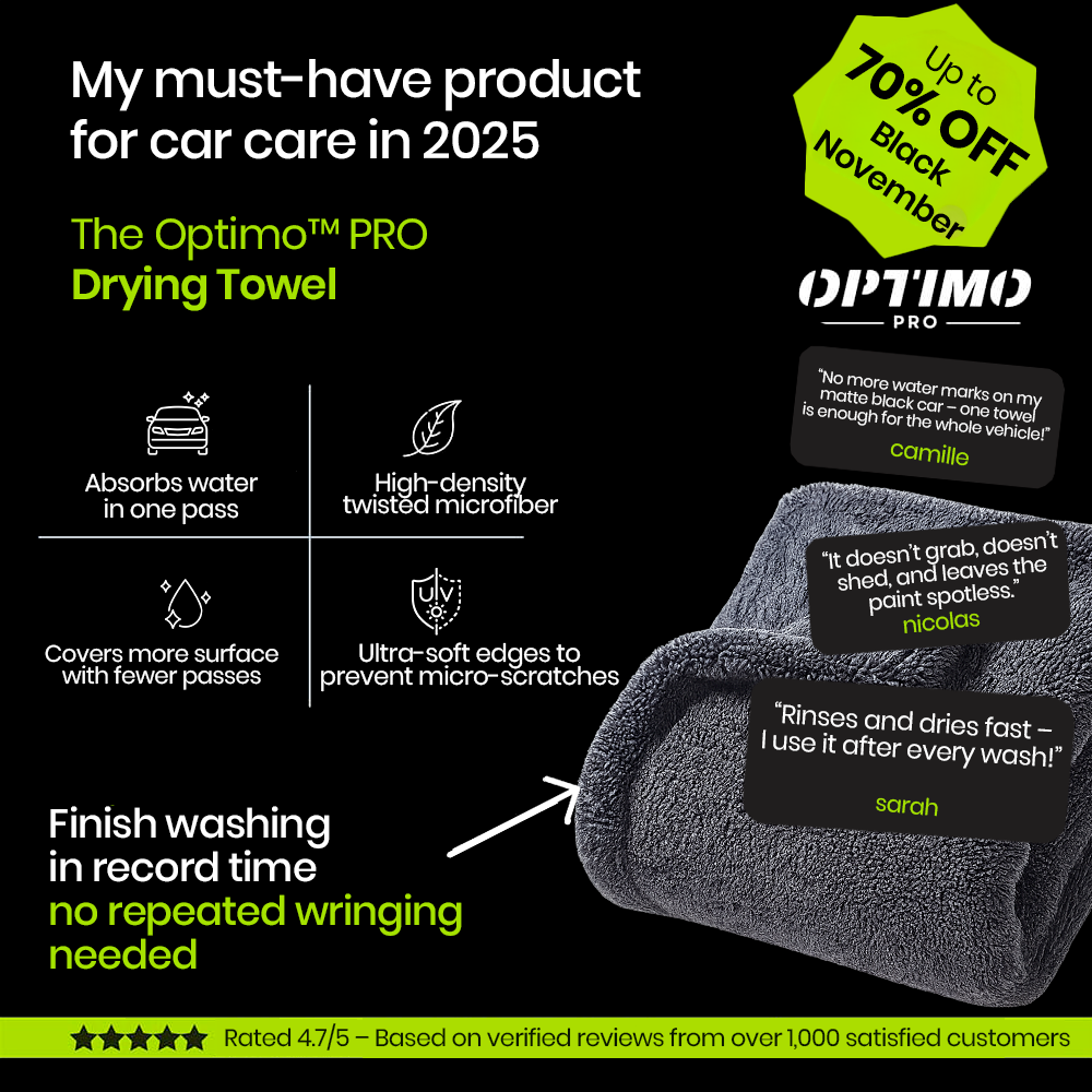 Optimo™ PRO Drying Towel - ultra-absorbent microfiber for effortless, streak-free drying. Black November offer up to 70% off.