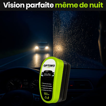 Hydrophobic Optimo™ PRO sponge used on car windshields - clear, glare-free vision even at night in the rain, safe driving thanks to the water-repellent and anti-fogging effect of the hydrophobic treatment.