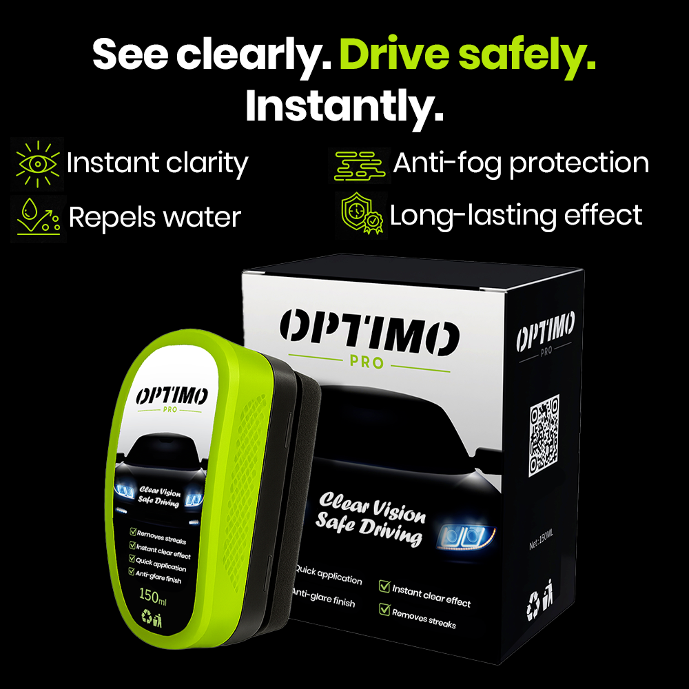 Optimo™ PRO Hydrophobic Sponge for car windows - rain-repellent hydrophobic treatment with instant clarity and long-lasting anti-fog protection.