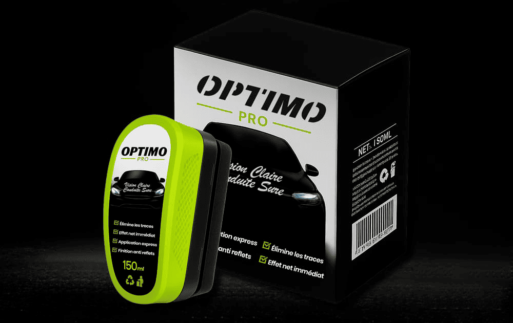 presentation du pack optimo pro 150ml nettoyant voiture tout-en-un avec eponge applicatrice et packaging noir – effet anti-traces et application express