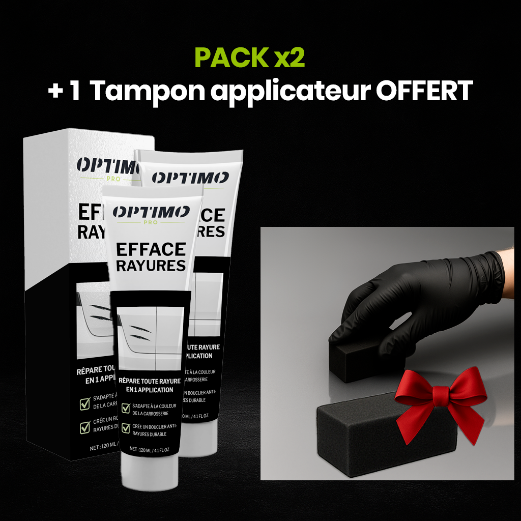 Pack x2 Scratch Remover Optimo™ PRO with a free applicator pad - complete kit to correct scratches and scuffs, restore shine and protect automotive paintwork.