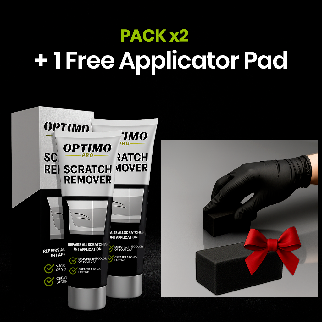 Optimo™ PRO Scratch Remover Pack x2 with a free applicator pad - complete kit to fix scratches and scuffs, restore shine, and protect car paint.