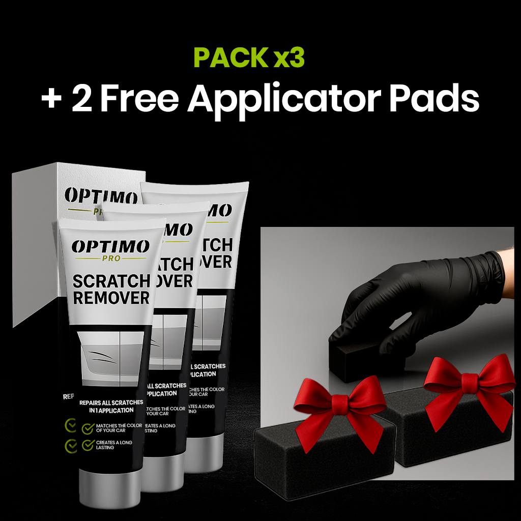 Optimo™ PRO Scratch Remover Pack x3 with two free applicator pads - complete solution to remove scratches, revive paint, and provide long-lasting protection for your car's bodywork.