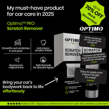 Optimo™ PRO Scratch Remover - car body restorer that removes micro-scratches and paint imperfections. Special Black November offer up to 70% off.