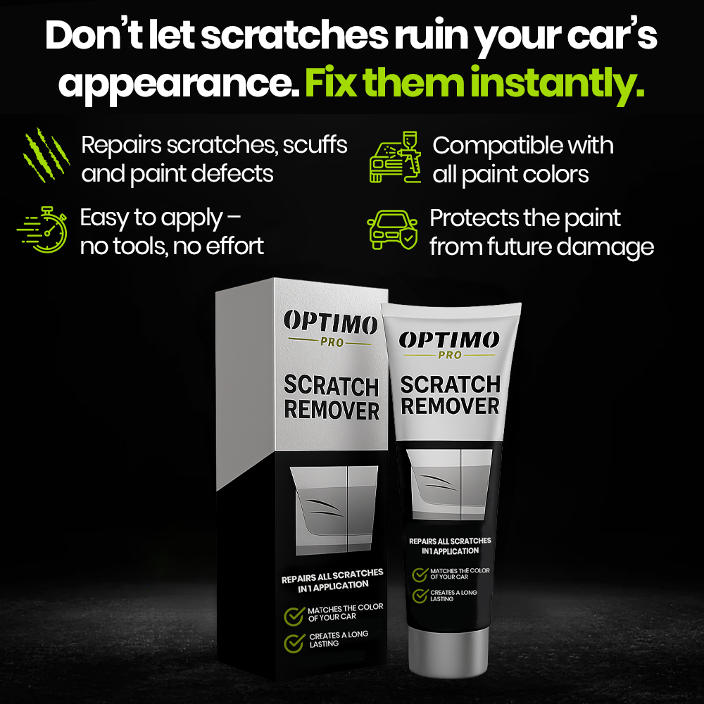 Optimo™ PRO Scratch Remover - car paint restorer that removes scratches, scuffs, and clear coat imperfections, easy to apply, compatible with all paint colors.