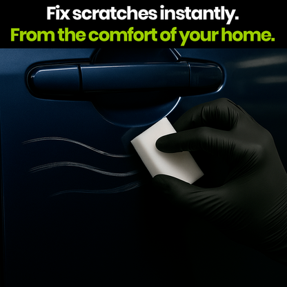 Application of the Optimo™ PRO Scratch Remover on a car door - removes scratches and swirl marks easily, with no tools or expertise required, right from home.